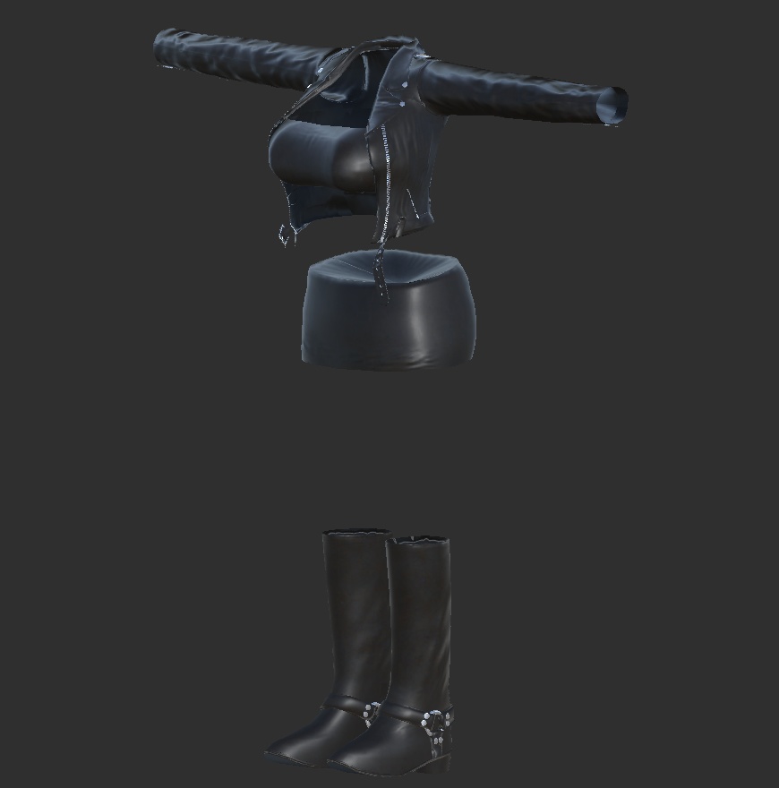 【3アバター対応】R.T.T.R.11Colors(ライダース チューブトップ タイトミニスカ リングブーツ マテリアル11色セット)【MA設定済】【KIKYO】【mizuki】【rurune】【VRChat】