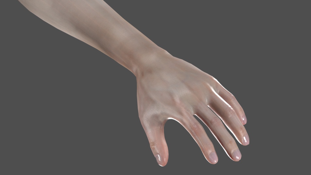 リアルな手(Blender)すぐに動かせる。軽い。質感調節可能。