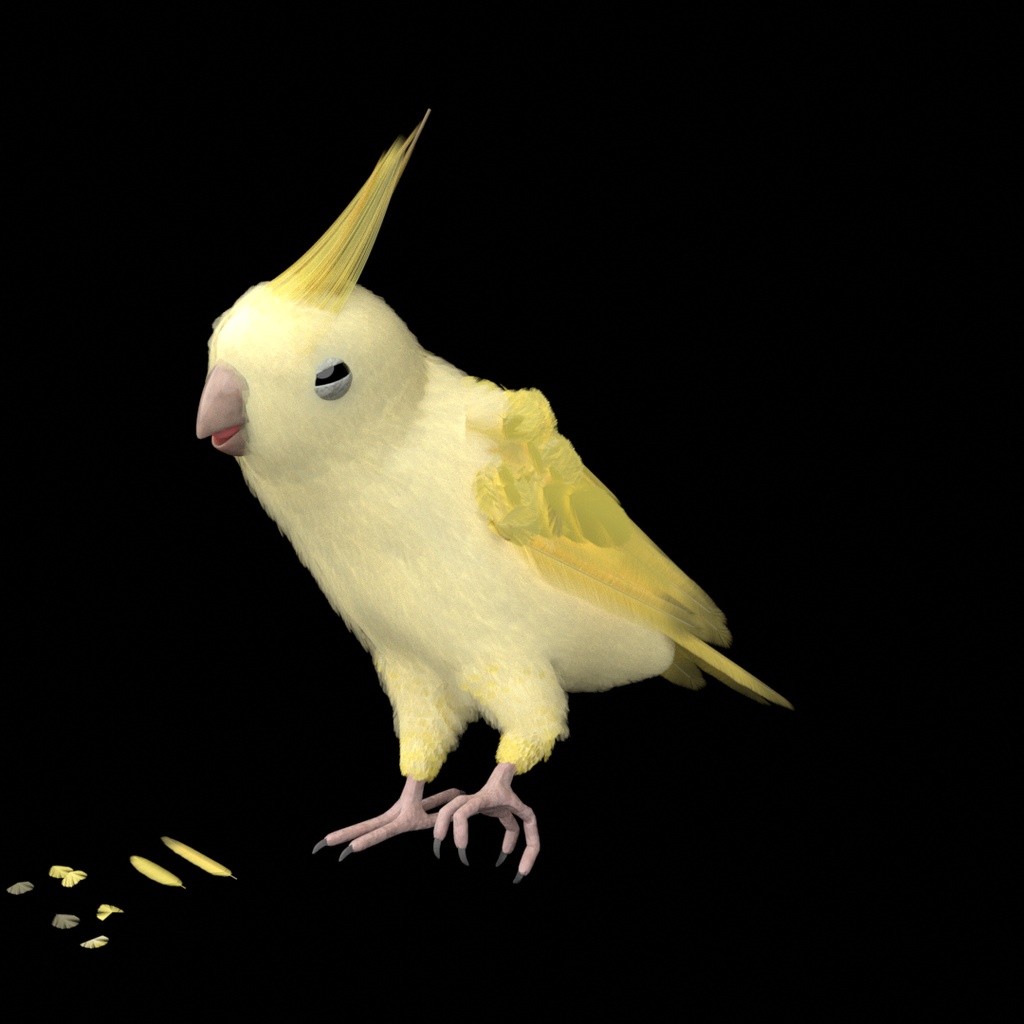自由に動かせるインコ（色変更、トサカ取れます）（Blender）（リギング済み）（鳥）