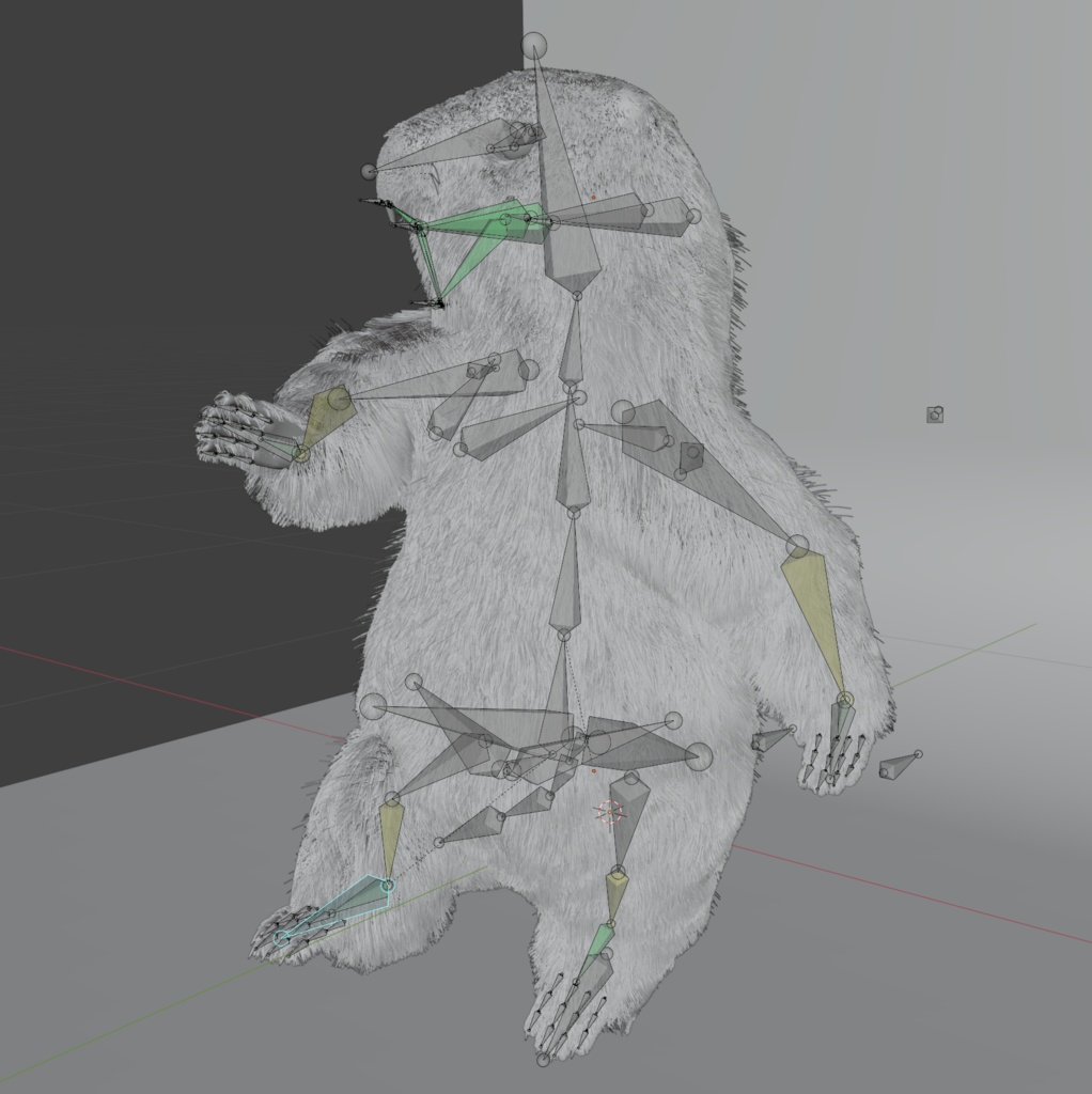 マーモット(動かせます)(Blender)(毛はシュミレーションで動作)