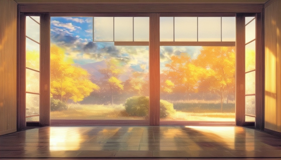昼・夕・夜-動く配信用背景素材-【秋】3