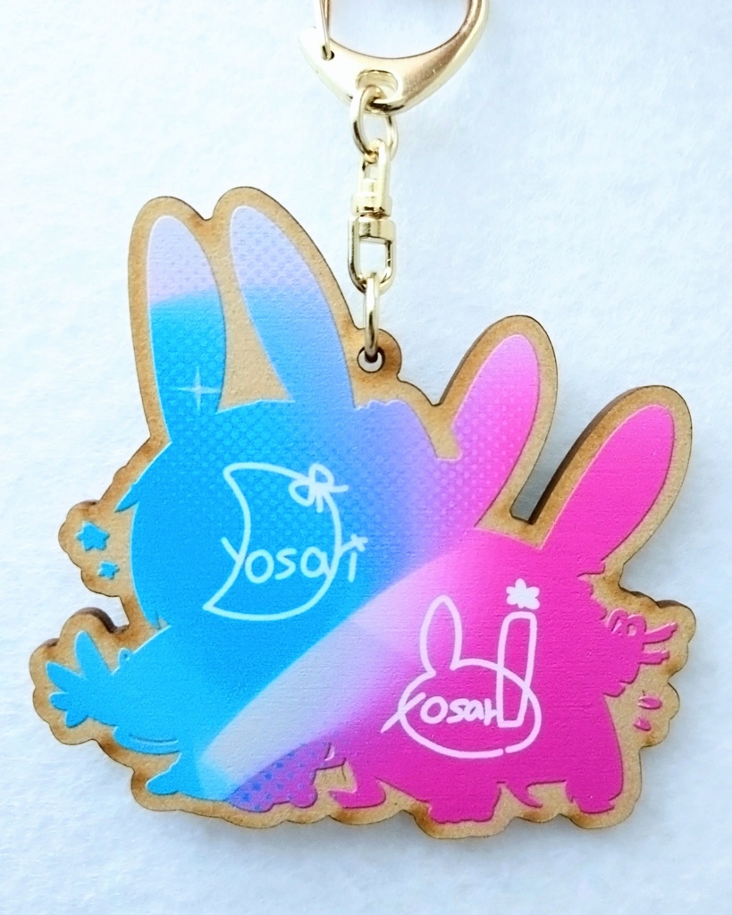 【自作】イラストは華鏡よさりの手描き!よさヨサ木製キーホルダー【華鏡よさり × カキョウヨサリ】