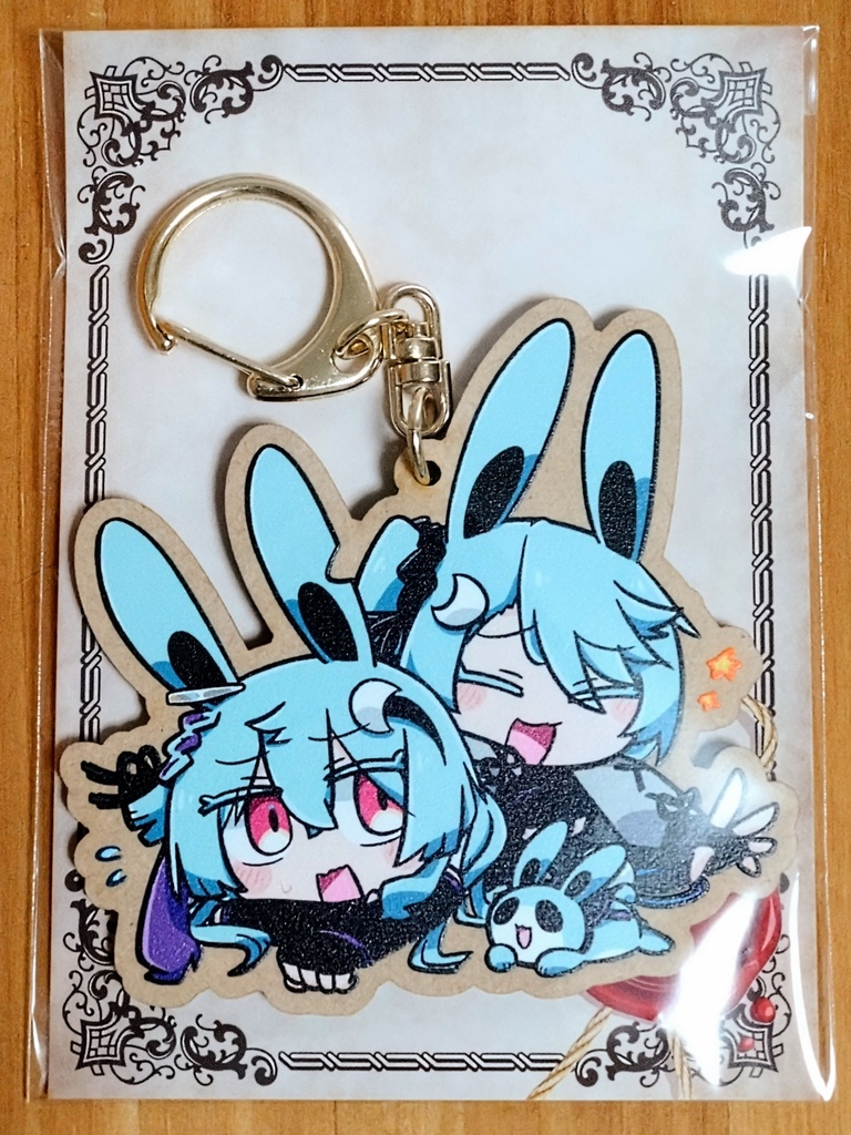 【自作】イラストは華鏡よさりの手描き!よさヨサ木製キーホルダー【華鏡よさり × カキョウヨサリ】