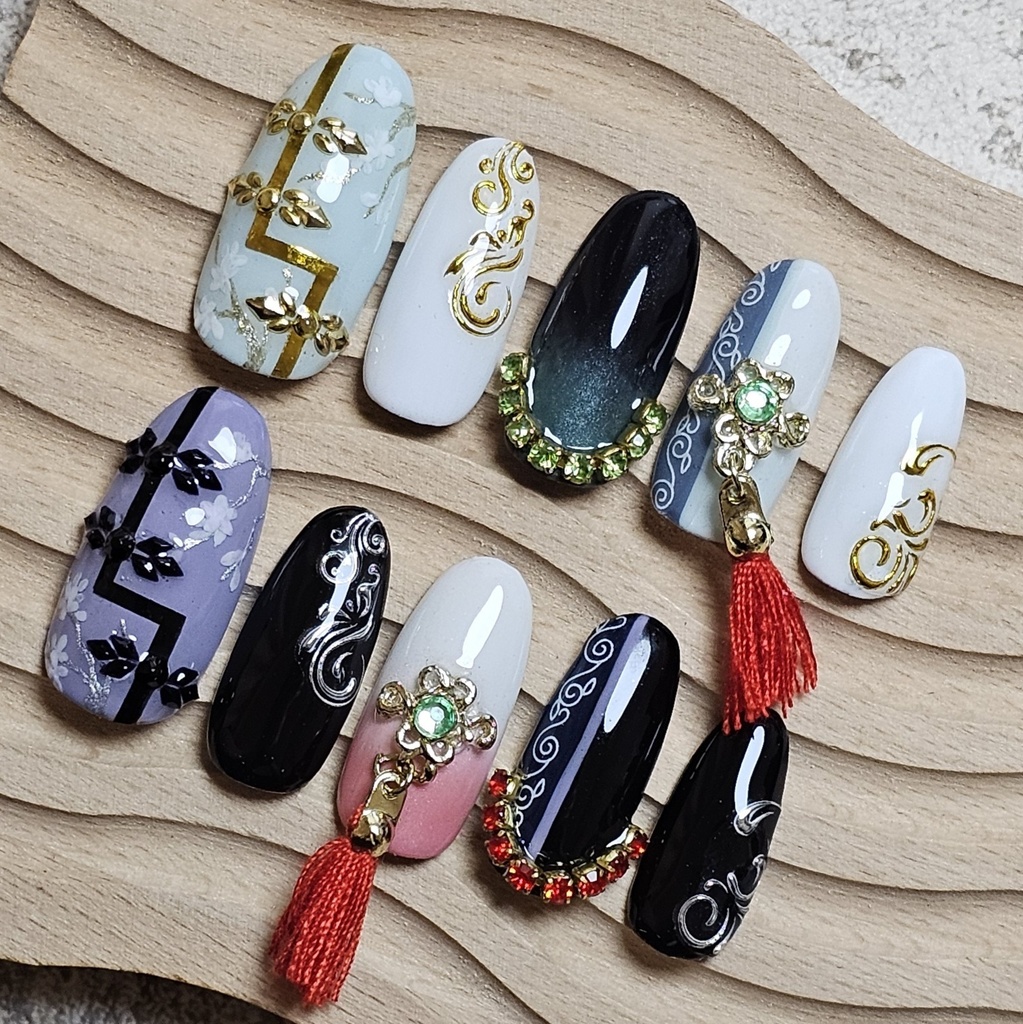 非公式　第五人格 白黒無常 東方の麒麟 ネイルチップ