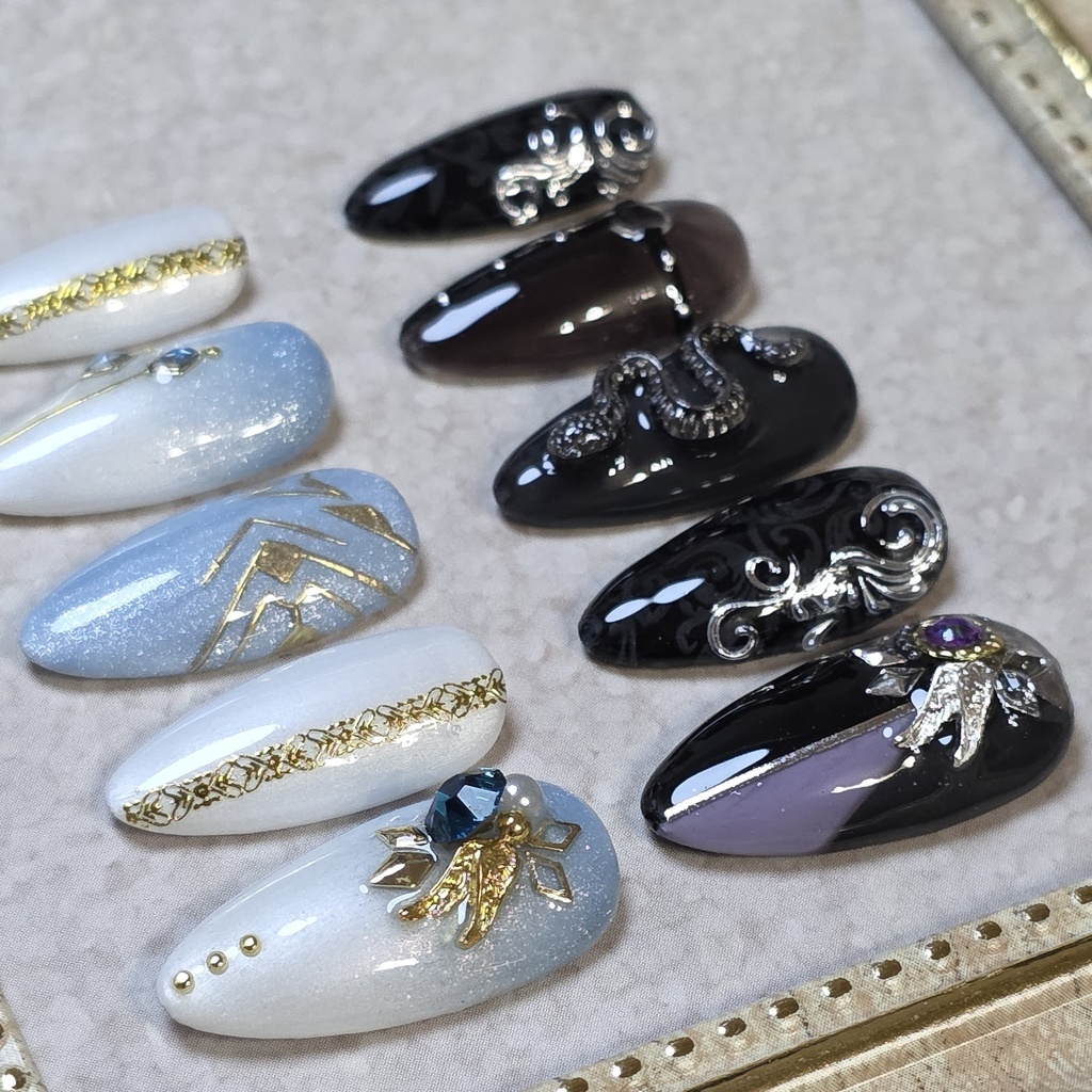 非公式 第五人格 占い師「ホワイト」「ノワール 」ネイルチップ