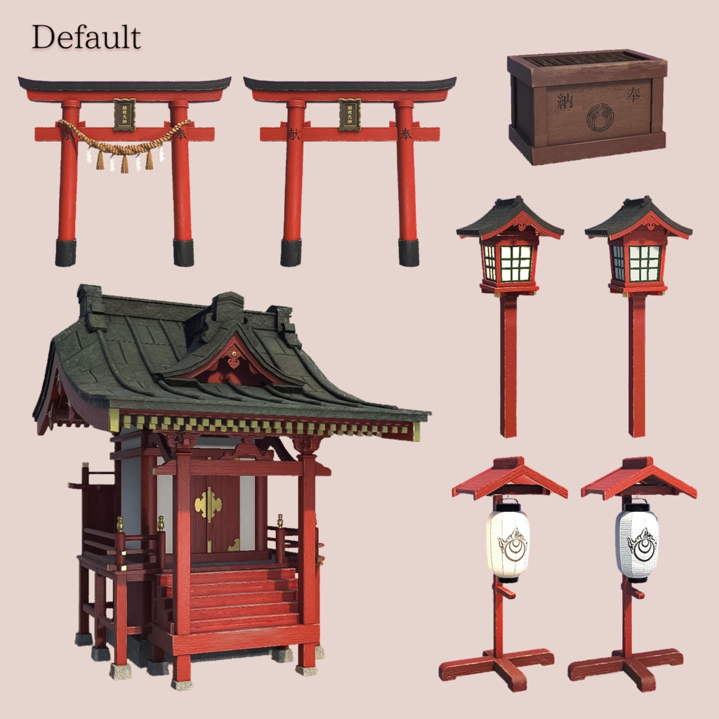 【VRChat想定】稲荷神社セット|Inari Shrine Pack