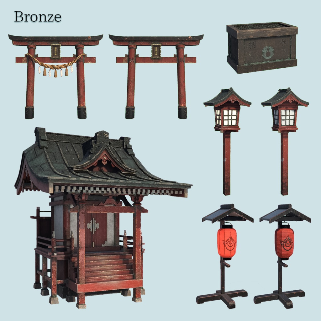 【VRChat想定】稲荷神社セット|Inari Shrine Pack
