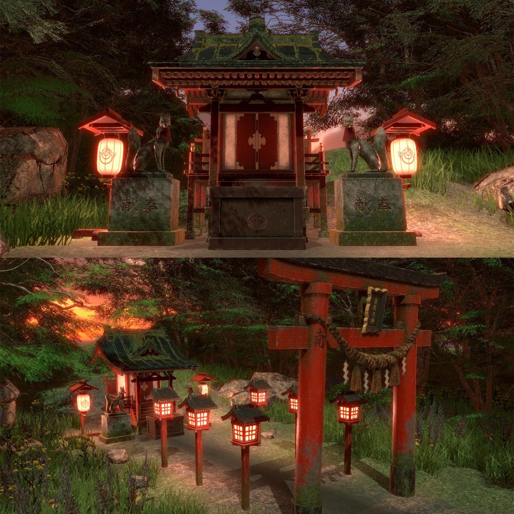 【VRChat想定】稲荷神社セット|Inari Shrine Pack