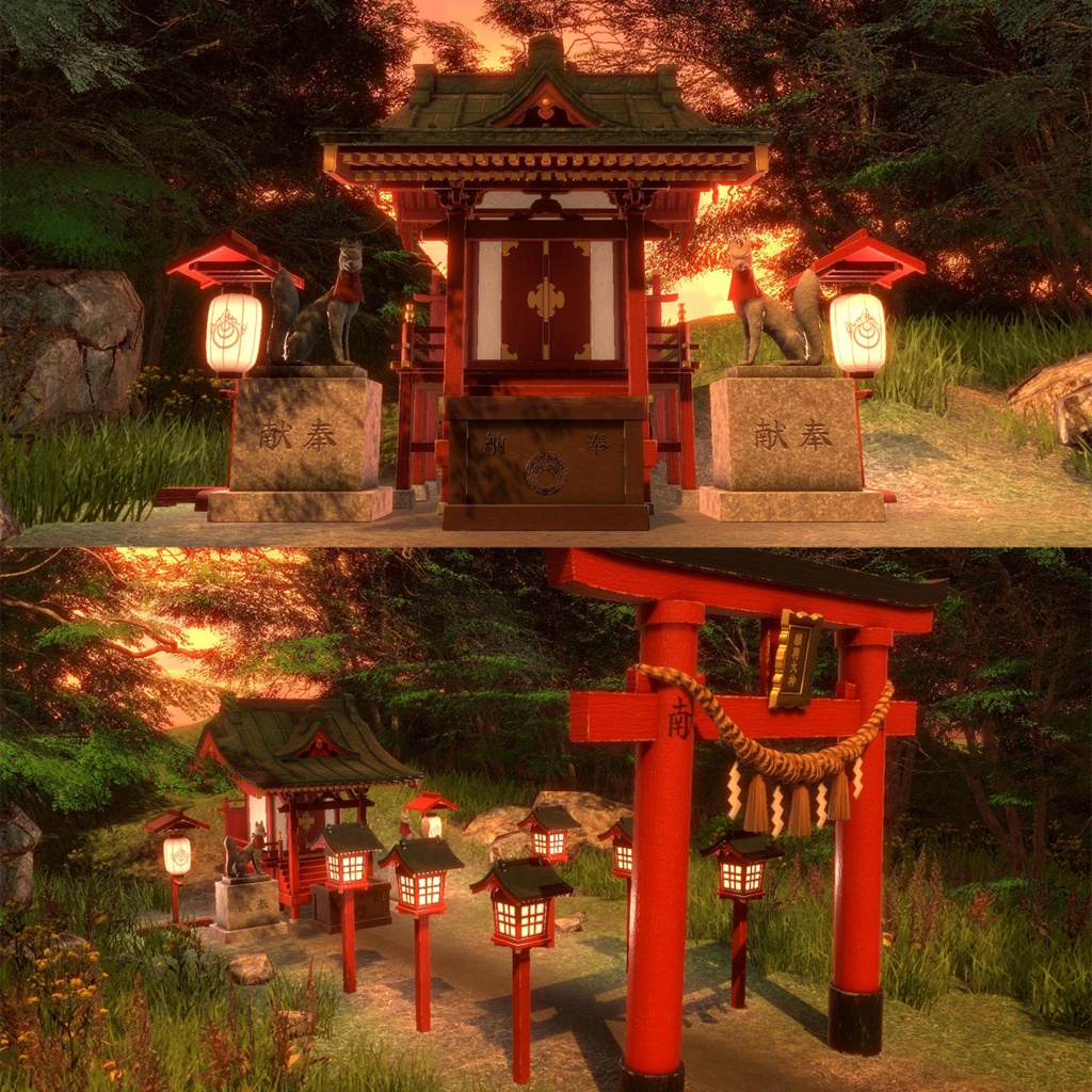 【VRChat想定】稲荷神社セット|Inari Shrine Pack