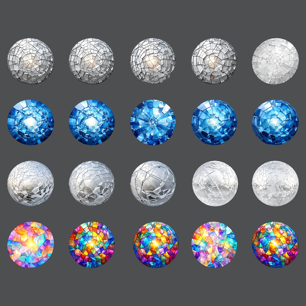 【無料あり】割れガラス風MatCapパック64種類詰め合わせ Vol.1 【商用利用可】