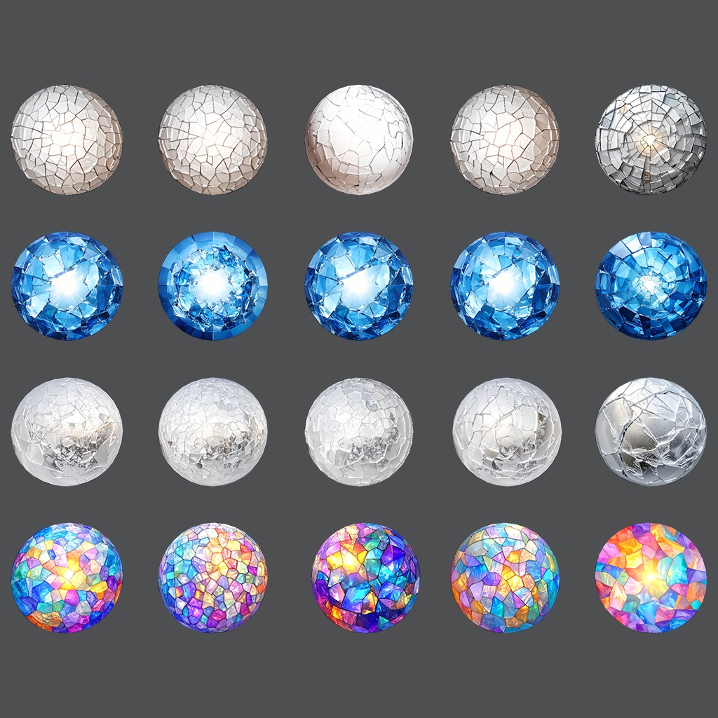 【無料あり】割れガラス風MatCapパック64種類詰め合わせ Vol.1 【商用利用可】