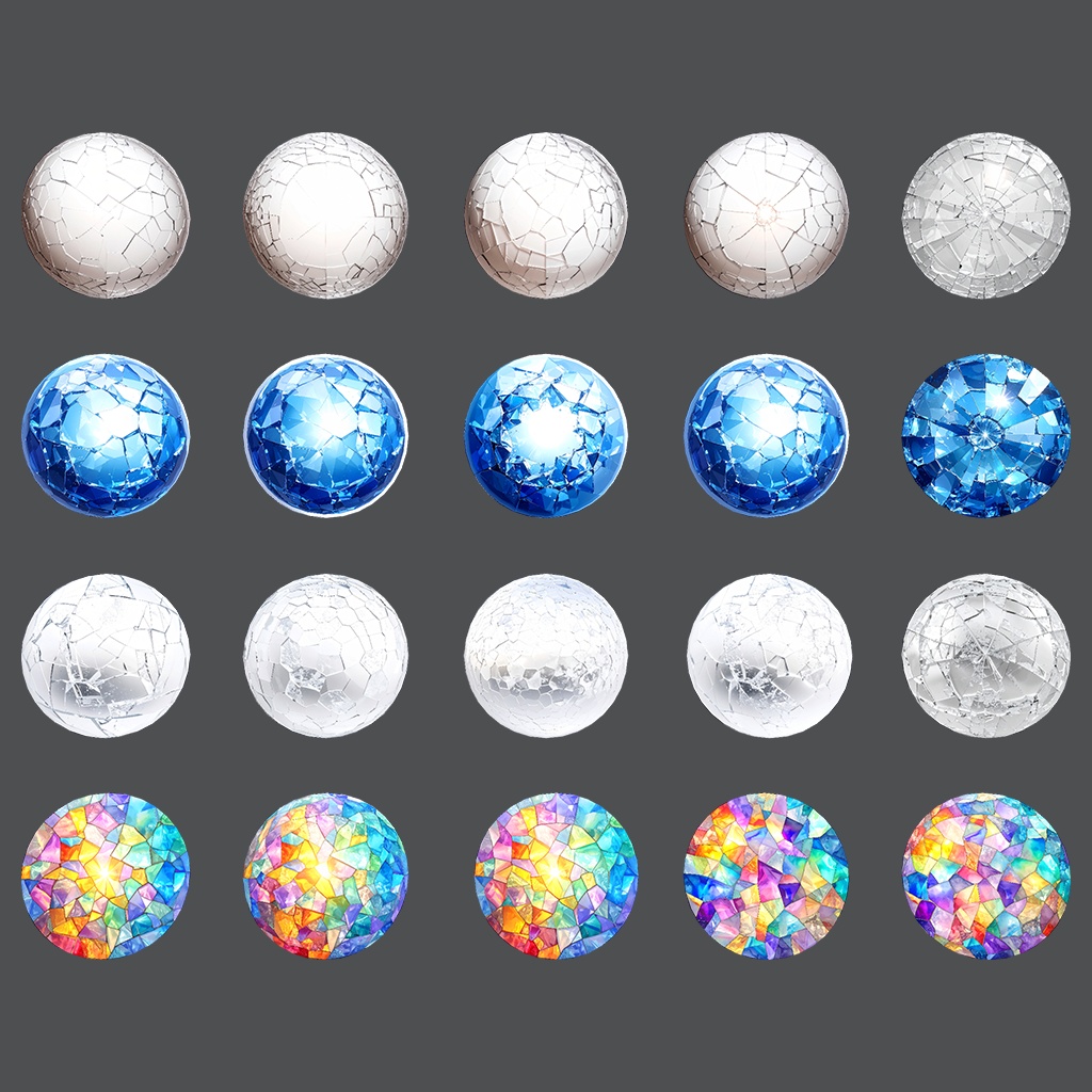 【無料あり】割れガラス風MatCapパック64種類詰め合わせ Vol.1 【商用利用可】