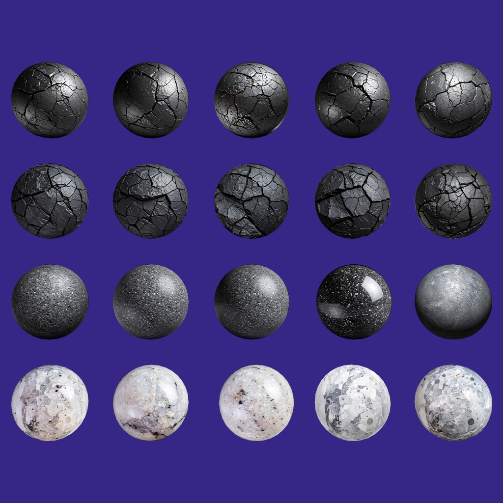 【無料あり】火山岩MatCapパック64種類詰め合わせ Vol.1 【商用利用可】
