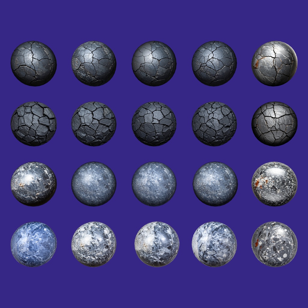 【無料あり】火山岩MatCapパック64種類詰め合わせ Vol.1 【商用利用可】