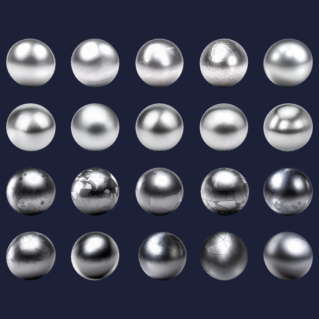 【無料あり】金属質感MatCapパック64種類詰め合わせ Vol.1 【商用利用可】