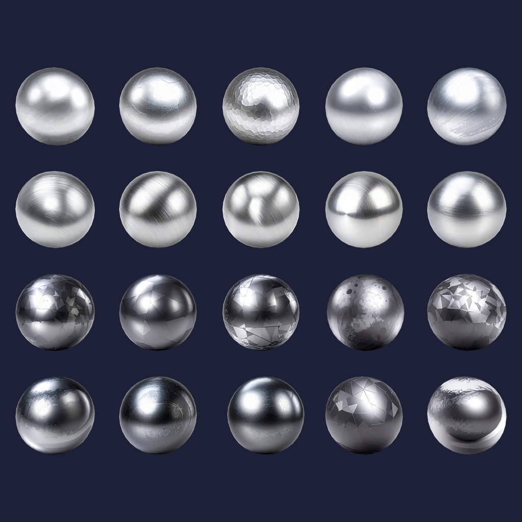 【無料あり】金属質感MatCapパック64種類詰め合わせ Vol.1 【商用利用可】