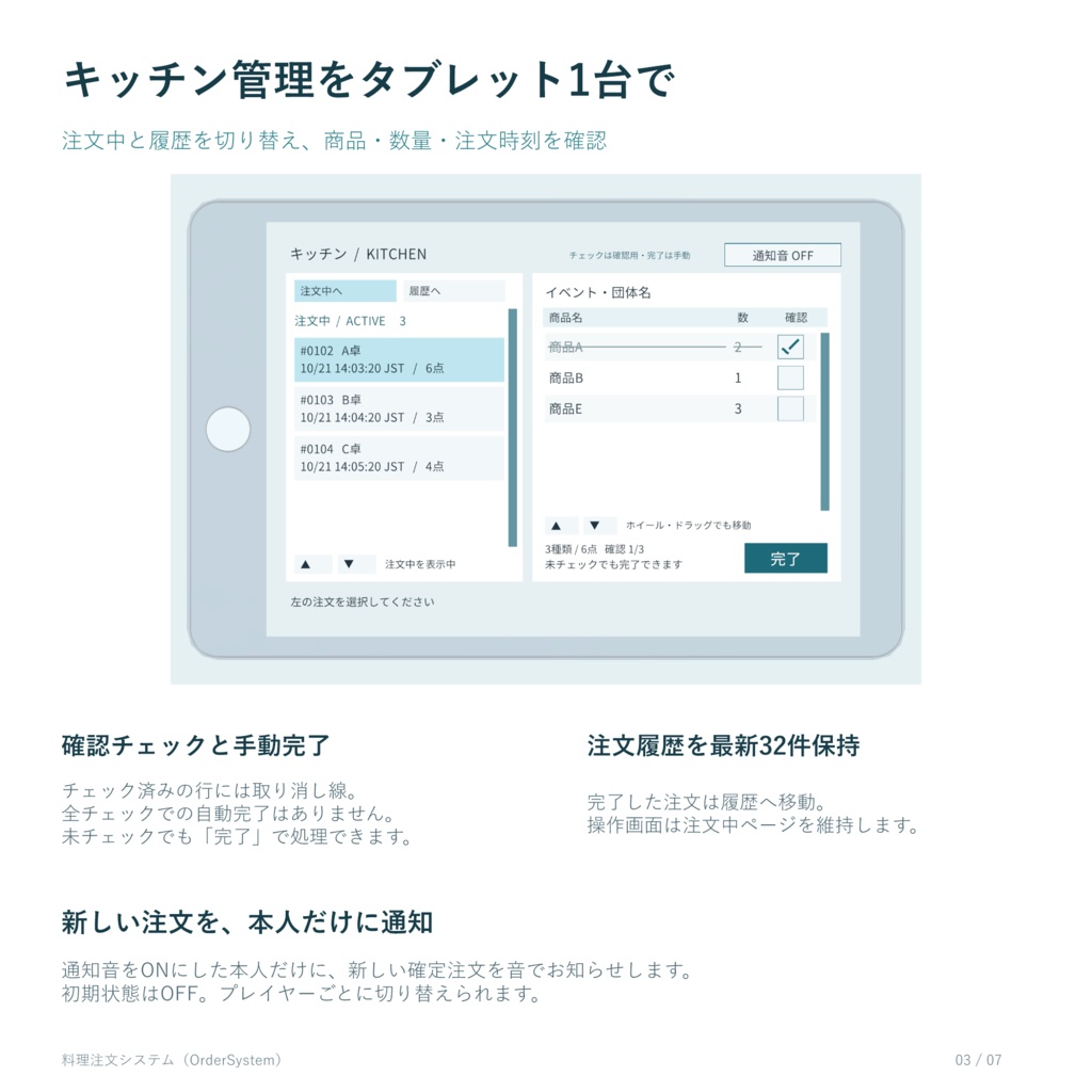 【販売開始セール中】料理注文システム(MenuOrderSystem)