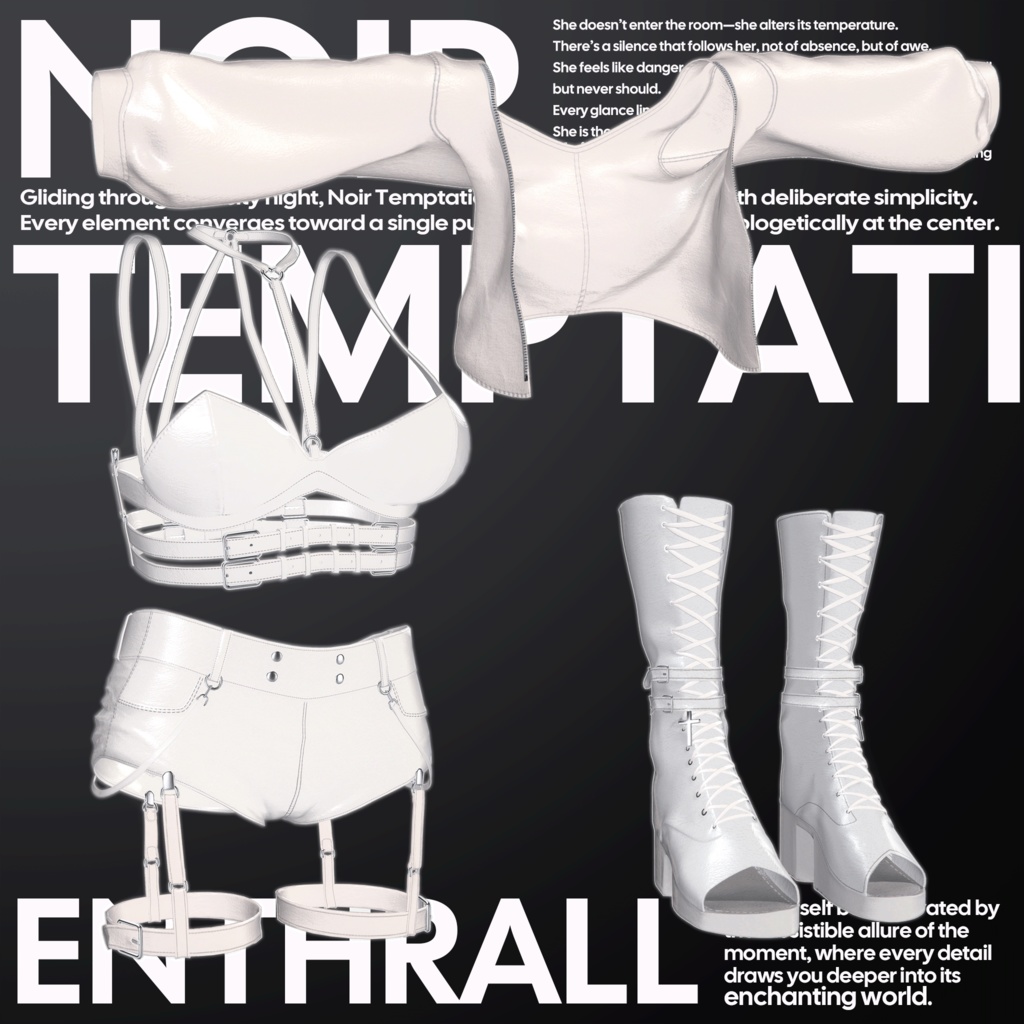 【9アバター対応】 - Noir Temptation 【VRChat向け衣装モデル】