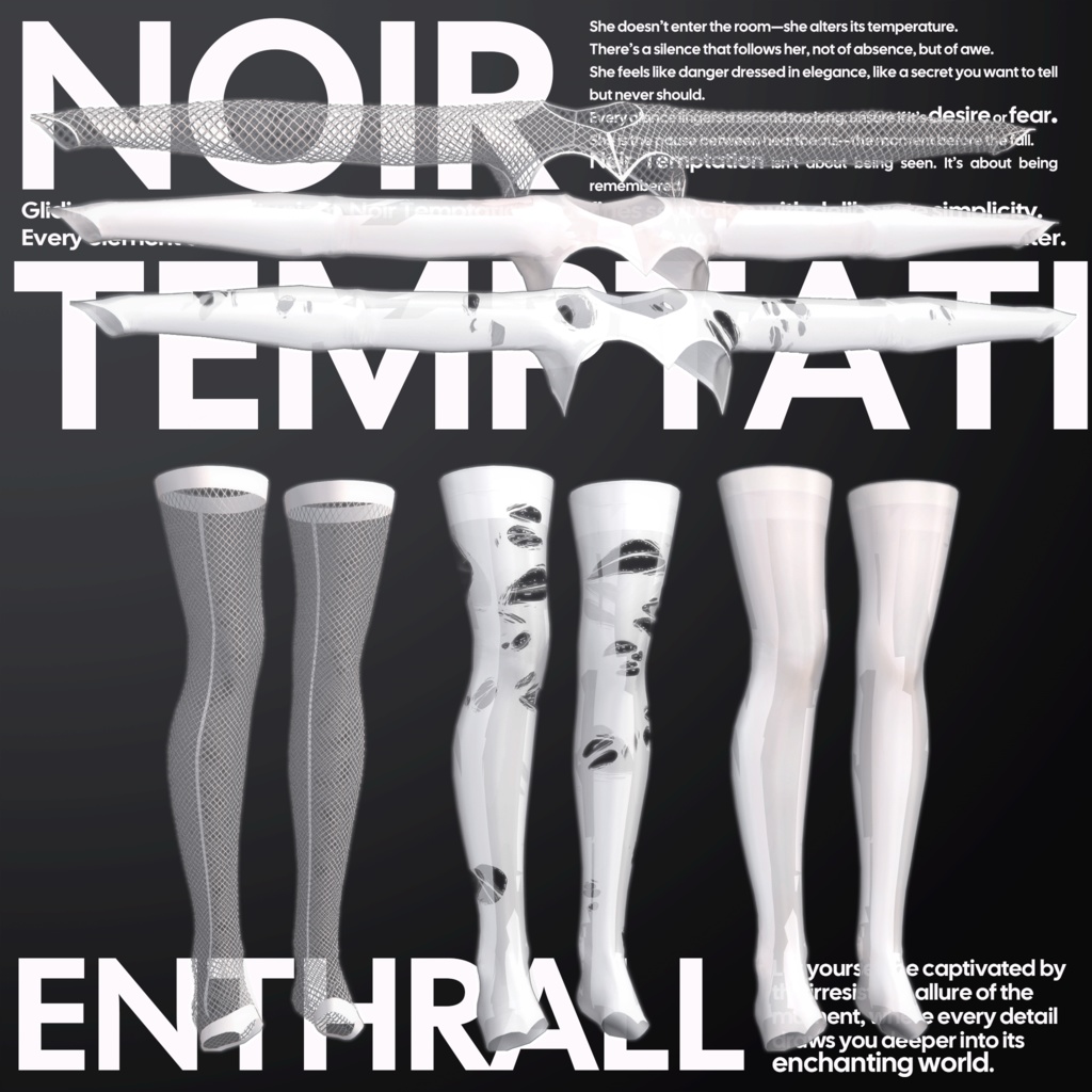 【9アバター対応】 - Noir Temptation 【VRChat向け衣装モデル】