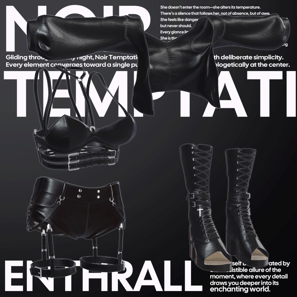 【9アバター対応】 - Noir Temptation 【VRChat向け衣装モデル】