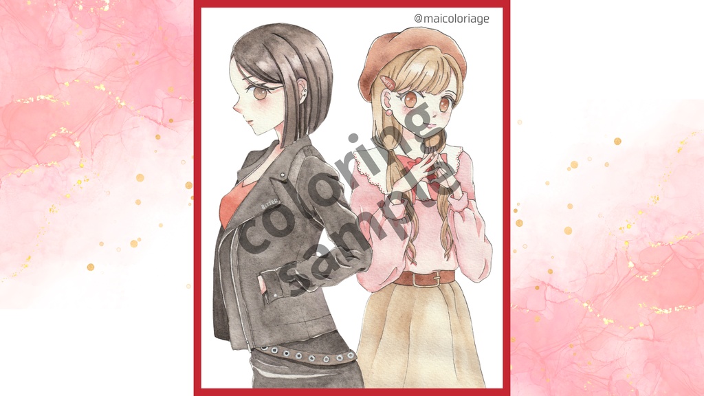 無料塗り絵線画 A4 PDF/ Bitter&Sweet