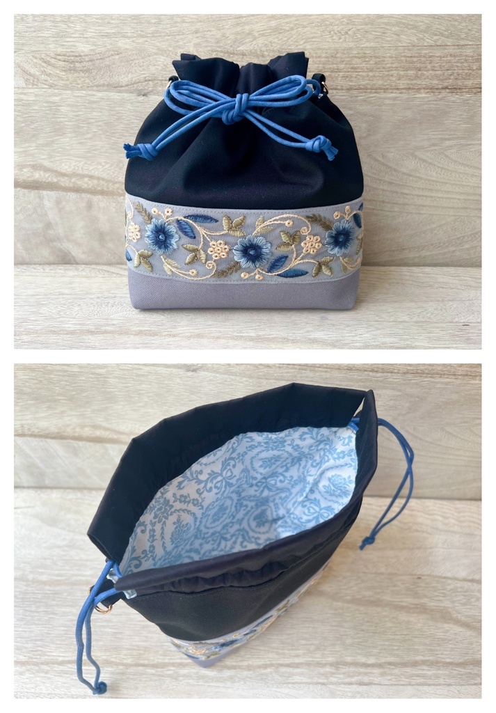 刺繍リボンでおめかし巾着