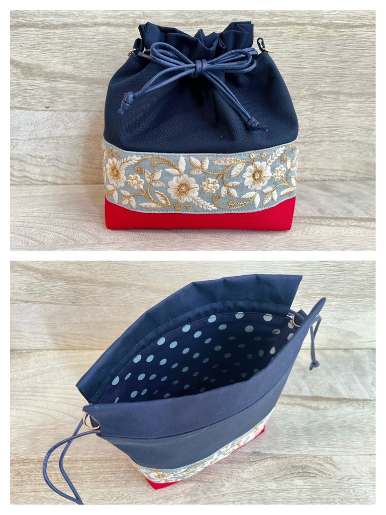 刺繍リボンでおめかし巾着
