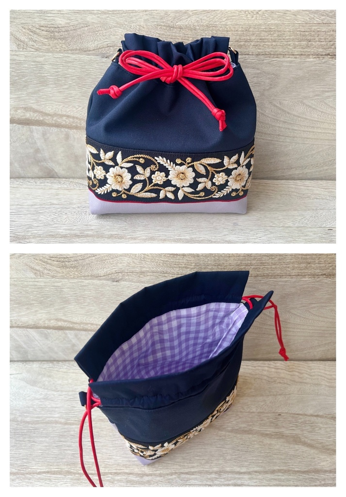 刺繍リボンでおめかし巾着