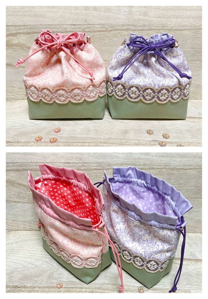 刺繍リボンでおめかし巾着