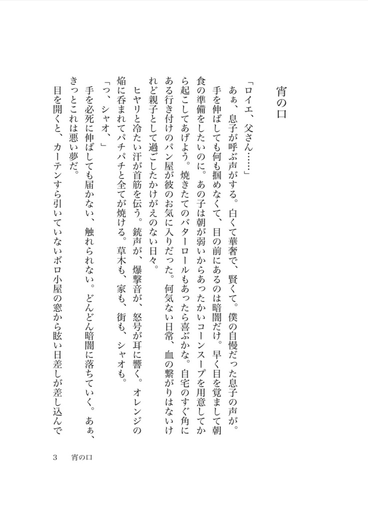 continuation of his diary