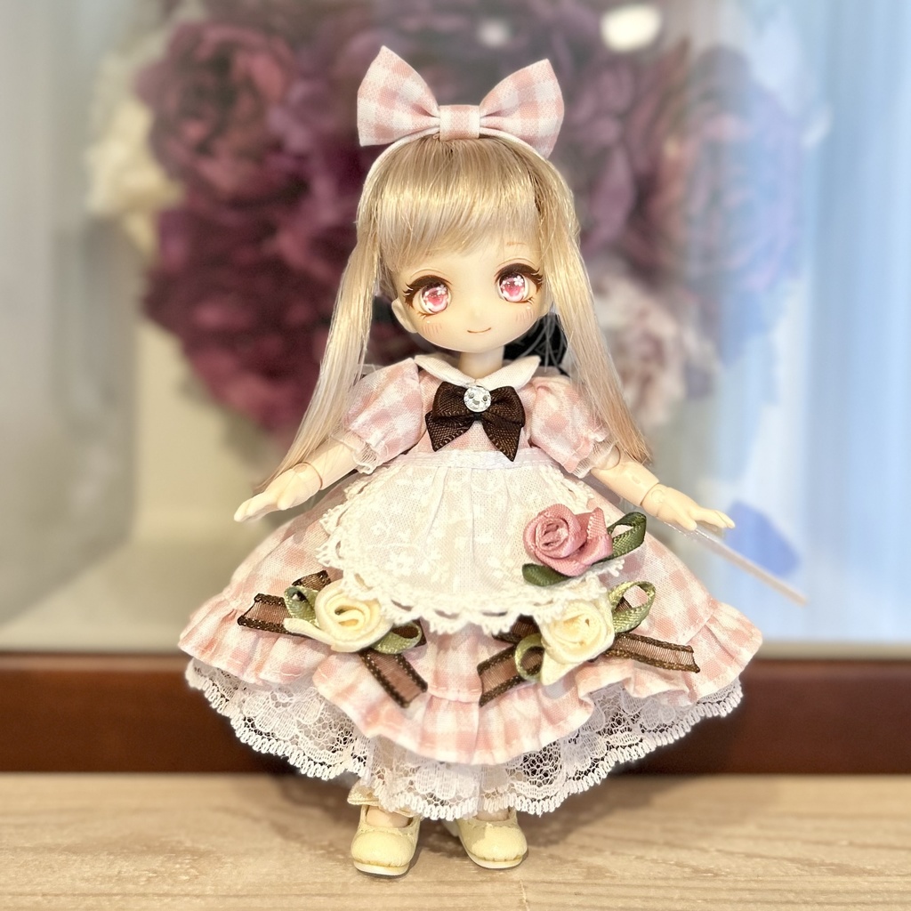 1/12ドール用　スカラップワンピースセット　ピンク