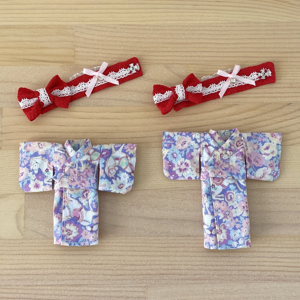 1/12ドール用 浴衣セット 花柄パープル