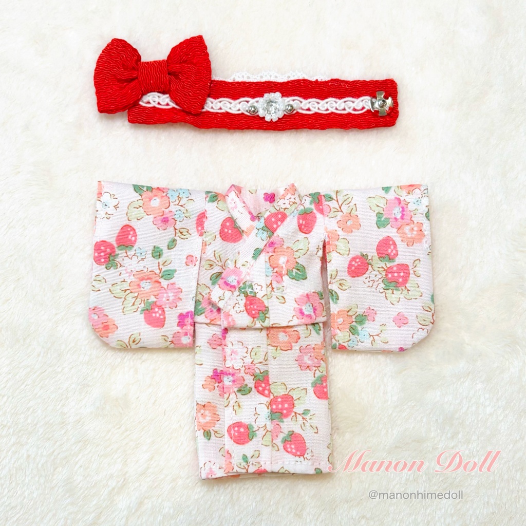 ピコニーモP用 いちご柄浴衣セット ピンク