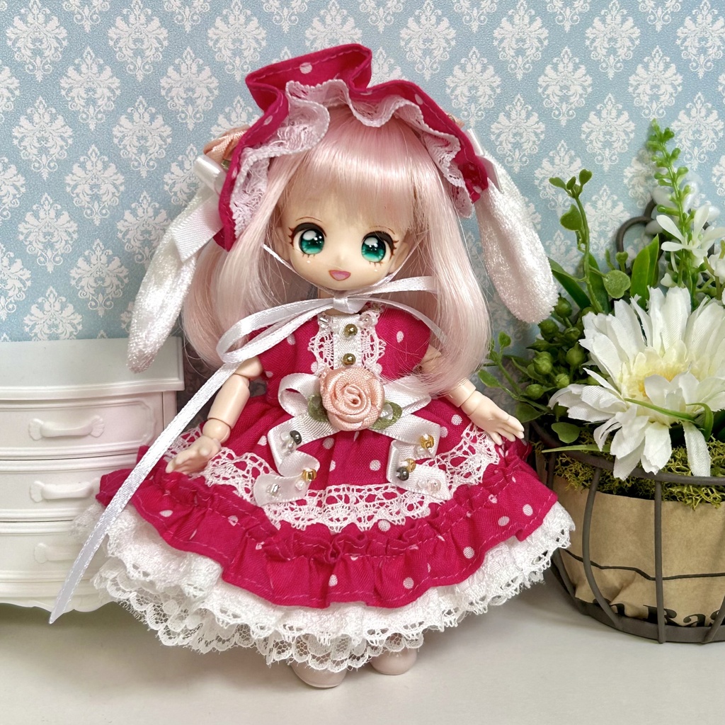 うさみみ水玉ドレスセット
