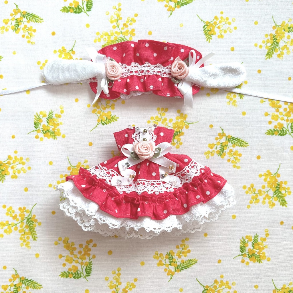 うさみみ水玉ドレスセット