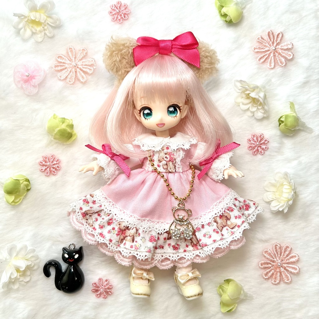 くまちゃんワンピースセット　1/12ドール用