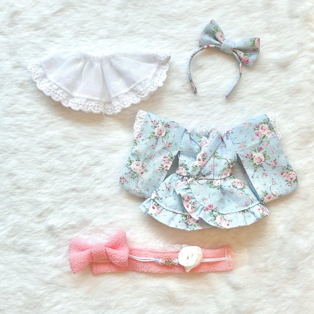 浴衣ドレスセット ブルー 1/12ドール用