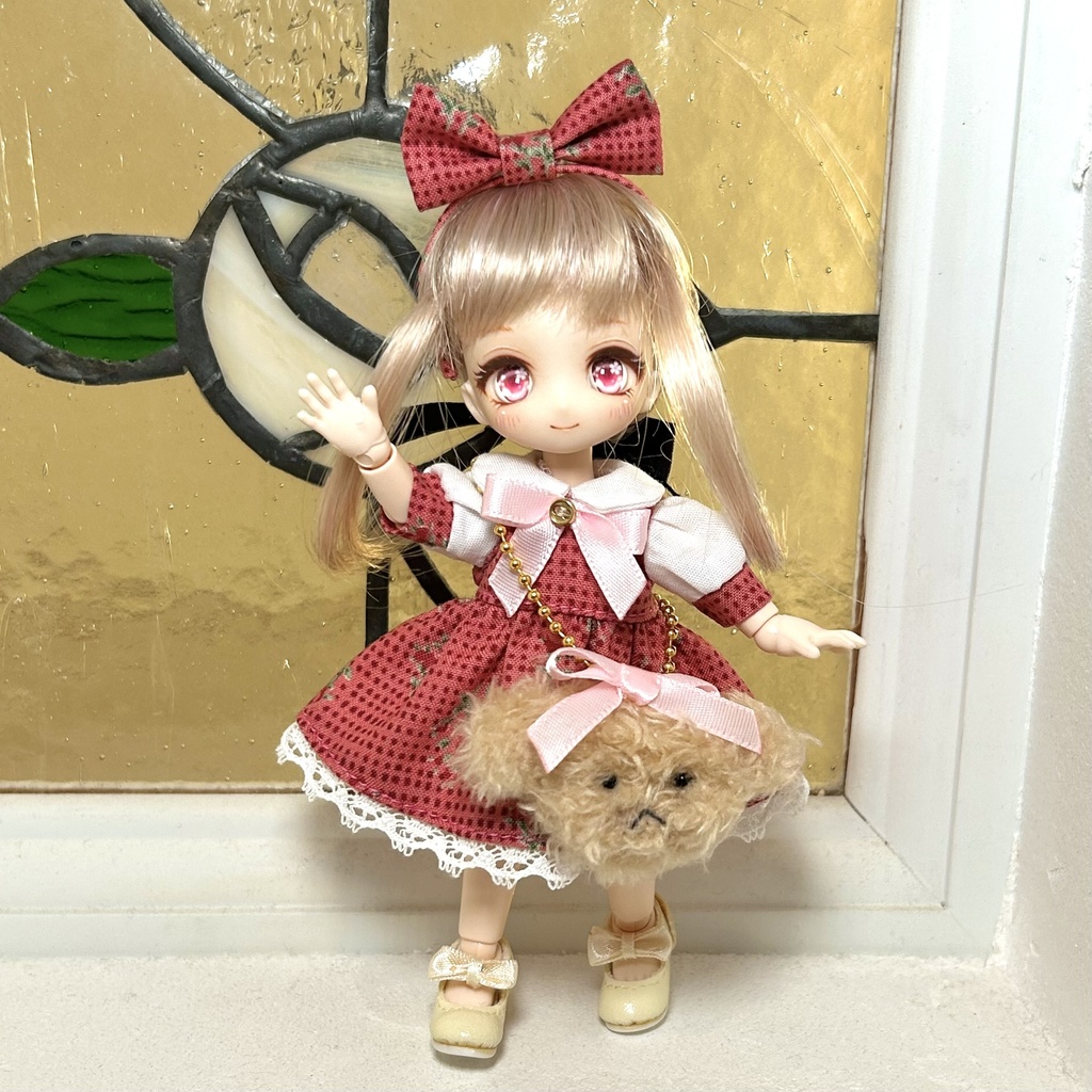 くまちゃんとワンピースセット オビツ11サイズ