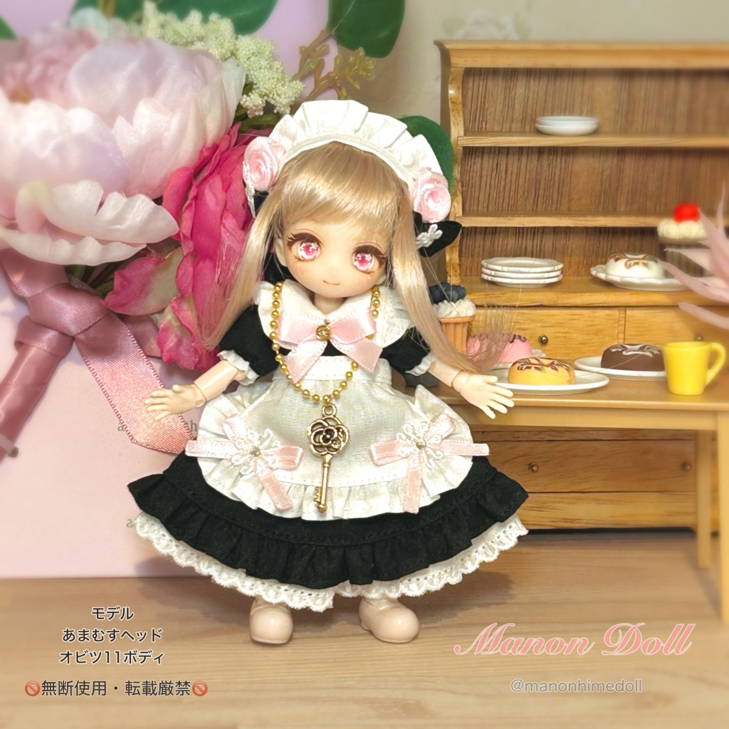 メイド服　ピンク　1/12ドール用