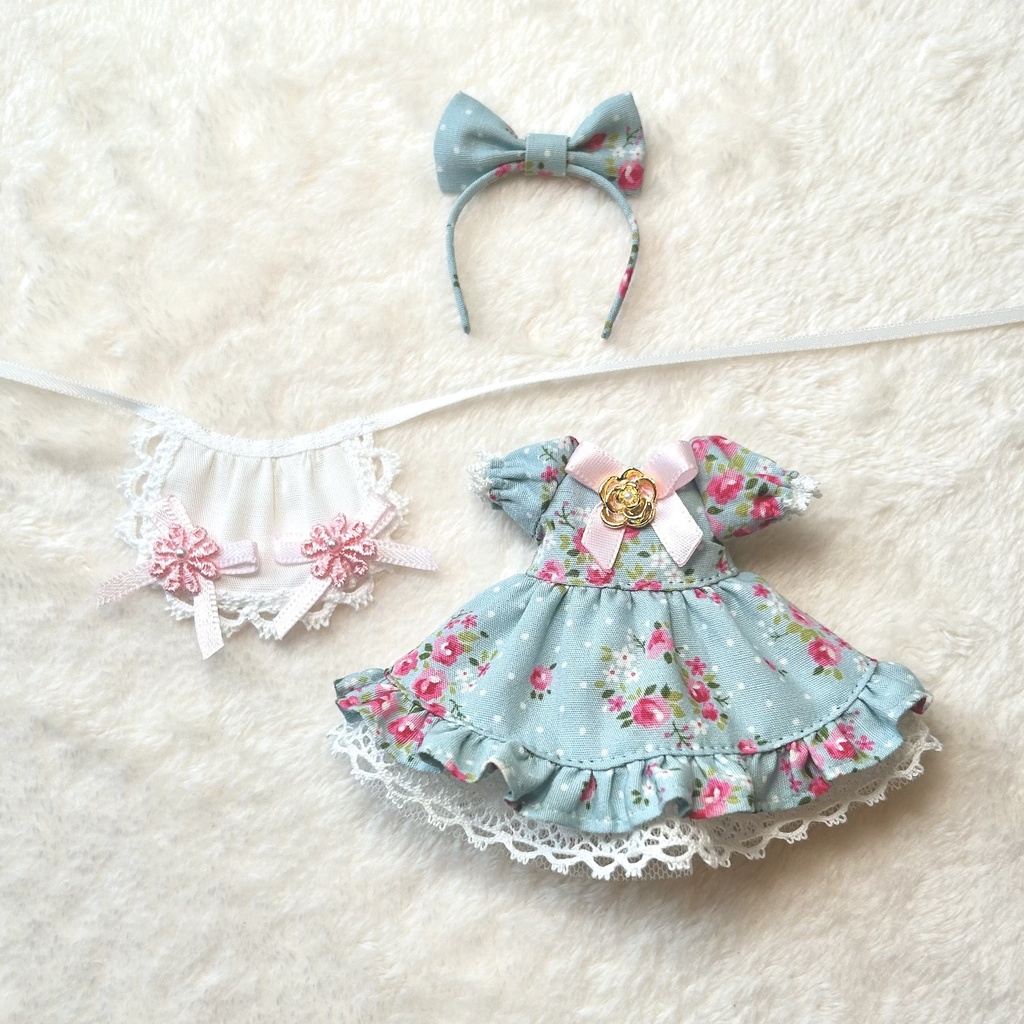 エプロンドレスセット ブルー