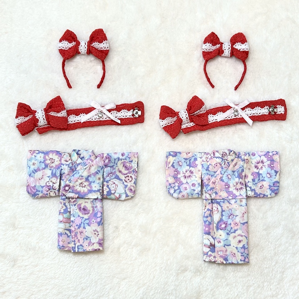 花柄浴衣セット 1/12ドール用