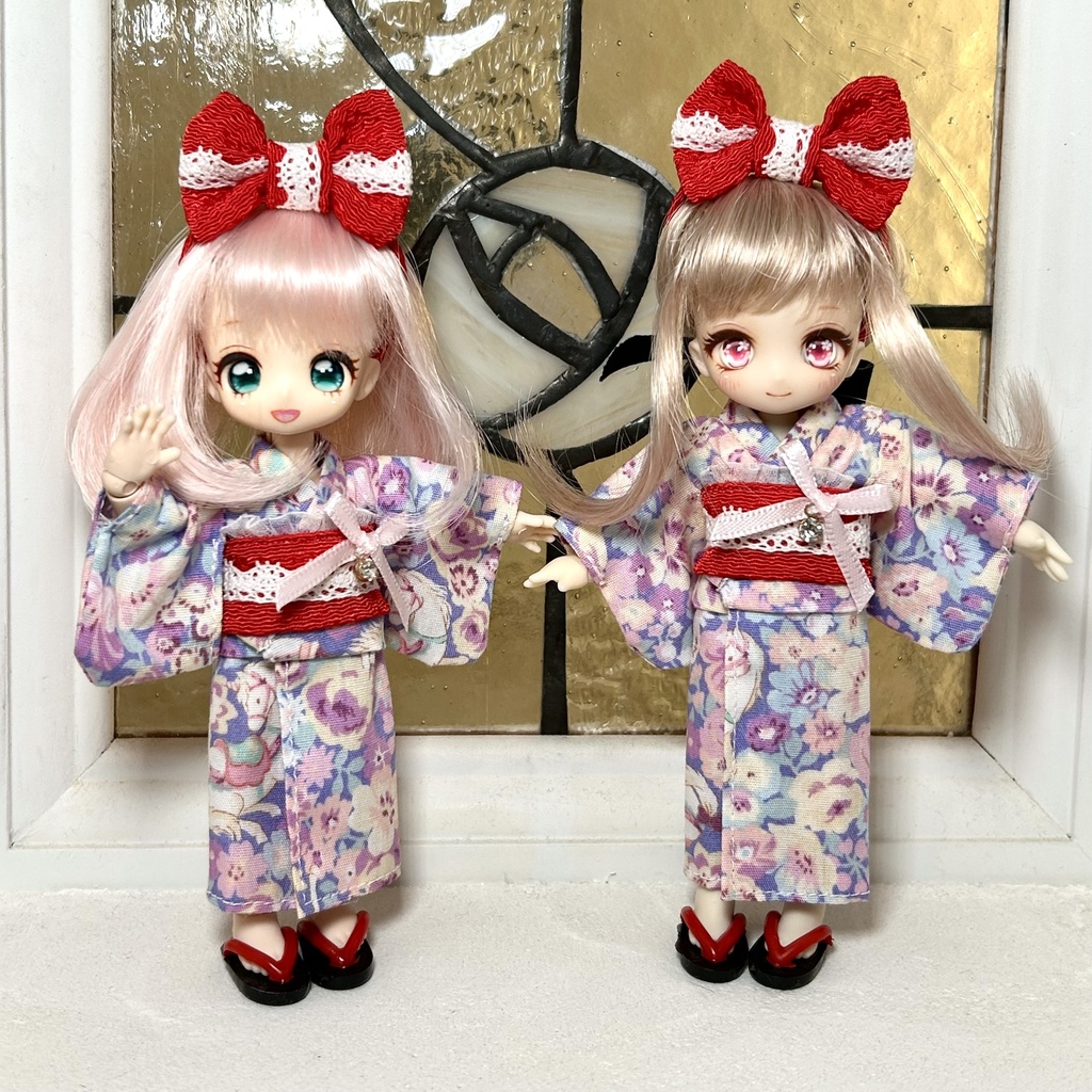 花柄浴衣セット　1/12ドール用