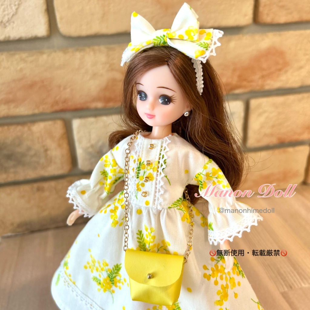 ミモザ柄ワンピースセット リカちゃんサイズ