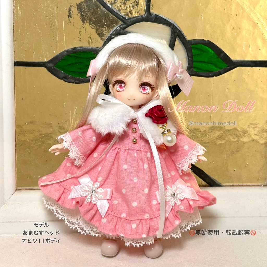 ケープ付きスカラップワンピース オビツ11サイズ