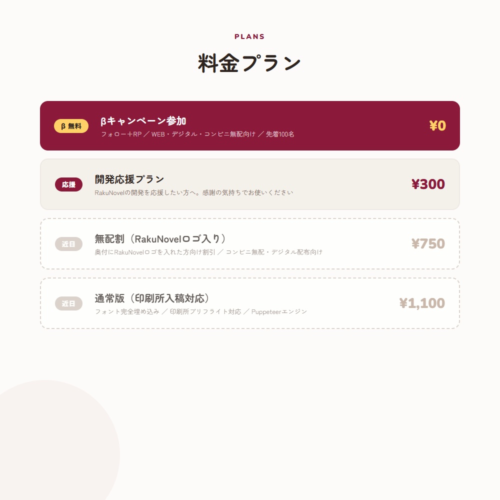 【Xフォロー&RPで無料!】RakuNovelチケットWEB用&無配用おためし【期間限定】