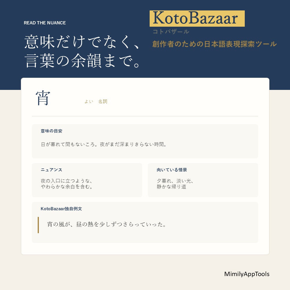 【無料50語版/有償150語版】KotoBazaar|コトバザール 日本語表現探索ツール