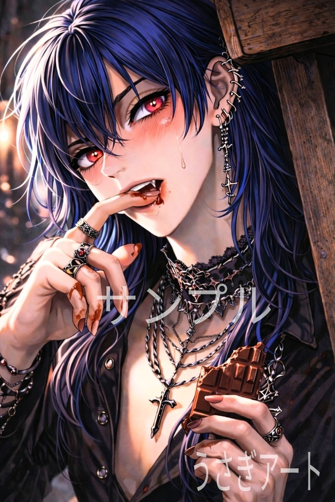 チョコレートバンパイア｜指先の甘さに溺れる瞬間｜耽美イラスト