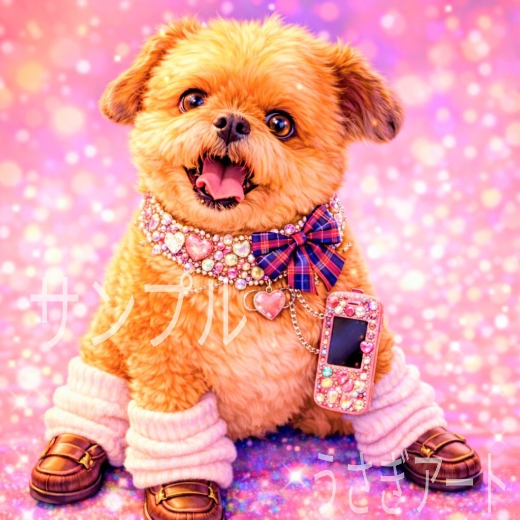 平成ギャル爆誕♡デコ盛りわんこ｜キラキラ姫系デコ犬イラスト（デジタルデータ）