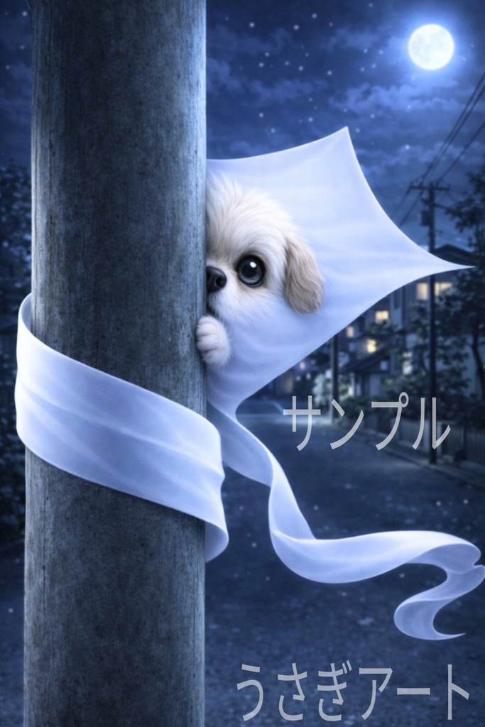 【デジタルデータ】一反木綿犬｜風を纏う妖怪の使い（和風ファンタジーイラスト）