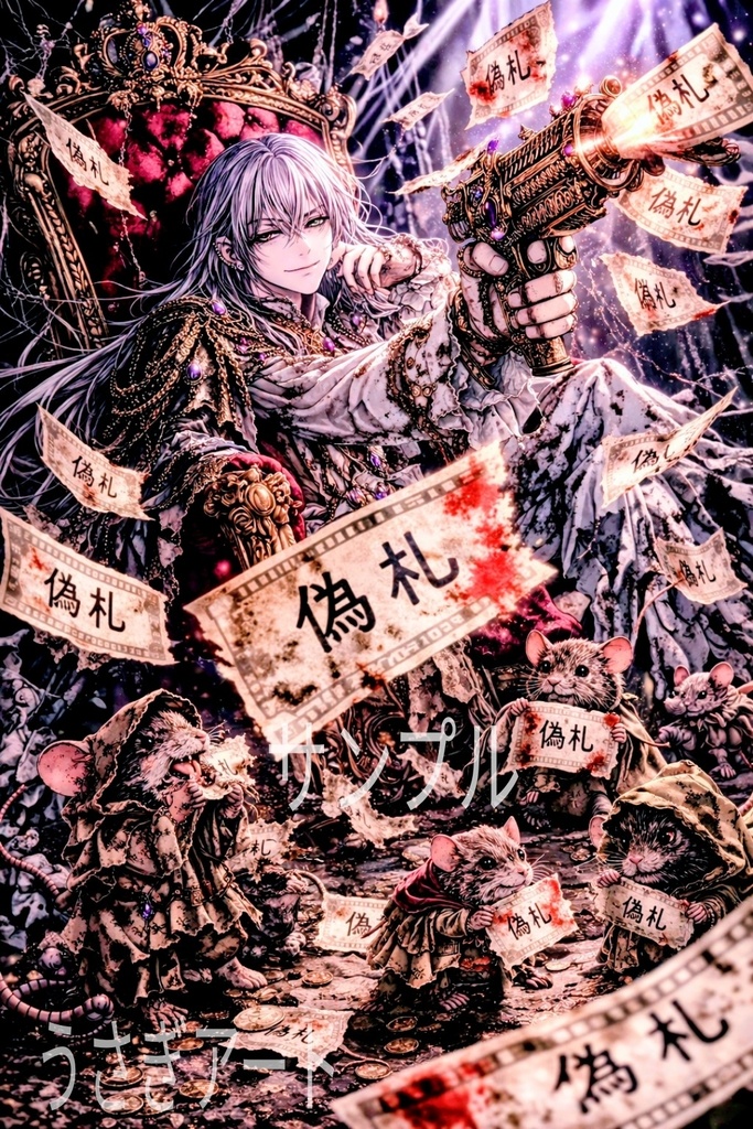 貧乏神シリーズ｜偽札を授ける王｜ダークファンタジーAIアート